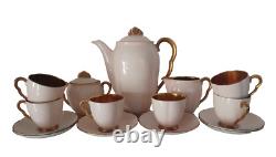 Vintage Carlton Ware'Rita' 15 Piece Art Deco Coffee Set in Blush Pink & Gilt