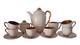 Vintage Carlton Ware'rita' 15 Piece Art Deco Coffee Set In Blush Pink & Gilt