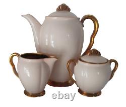 Vintage Carlton Ware'Rita' 15 Piece Art Deco Coffee Set in Blush Pink & Gilt