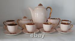 Vintage Carlton Ware'Rita' 15 Piece Art Deco Coffee Set in Blush Pink & Gilt