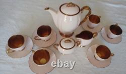 Vintage Carlton Ware'Rita' 15 Piece Art Deco Coffee Set in Blush Pink & Gilt