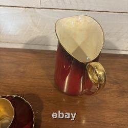 Vintage Carlton Ware Rouge Royale Coffee Set England Red Gold Demitasse Cups
