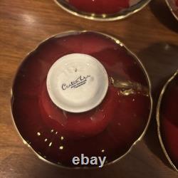 Vintage Carlton Ware Rouge Royale Coffee Set England Red Gold Demitasse Cups