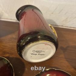Vintage Carlton Ware Rouge Royale Coffee Set England Red Gold Demitasse Cups
