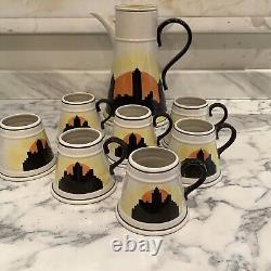 Vintage Carlton Ware coffee set Manhatton Sunset Rare Pattern