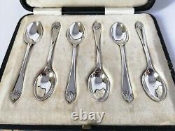 Vintage Cased Set of 6 Solid Silver Tea / Coffee Spoons Walker & Hall, 1928