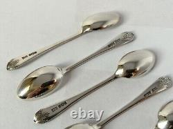 Vintage Cased Set of 6 Solid Silver Tea / Coffee Spoons Walker & Hall, 1928