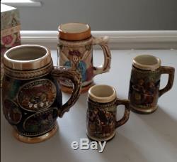 Vintage Ceramic Beer Stein Traditional Mug Luxembourg crafted coffee set of 4