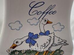 Vintage Ceramic Set Of Tea Coffee Sugar And Serviette Holders Duck Design