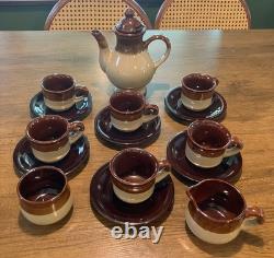 Vintage Ceramic Tea / Coffee Set (15 piece) Brown Tan Cream Unbranded 3 Tone