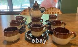 Vintage Ceramic Tea / Coffee Set (15 piece) Brown Tan Cream Unbranded 3 Tone