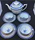 Vintage Chinese Blue And White Flower And Rice Pattern Tea/coffee Cup Set