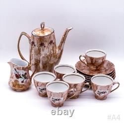 Vintage Chodziez Coffee Set Made Of Porcelain With Rose Decor Made In Poland
