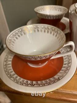 Vintage Chodziez Poland China Teapot, Creamer, Sugar Bowl, And 4 Cup Tea Set