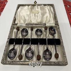 Vintage Coffee Bean Spoons Set of 6 Scalloped Original Box Catanach's Melb