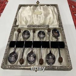 Vintage Coffee Bean Spoons Set of 6 Scalloped Original Box Catanach's Melb