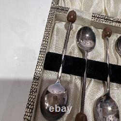 Vintage Coffee Bean Spoons Set of 6 Scalloped Original Box Catanach's Melb