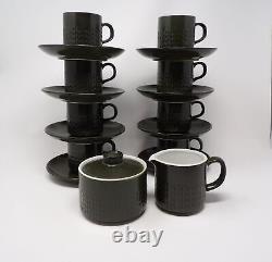 Vintage Coffee Set Flint Stone Pottery Japan Service for 8 with Creamer & Sugar