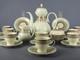 Vintage Coffee Set X10 Porcelain Bavaria Border Leaves And Gold Xx Century