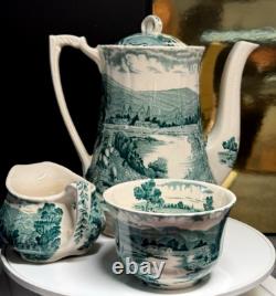 Vintage Coffee Tea Set Alfred Meakin Tintern Hand Engraved Transferware England Vintage Coffee Tea Set Alfred Meakin Tintern Hand Engraved Transferware England