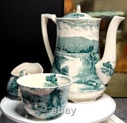 Vintage Coffee Tea Set Alfred Meakin Tintern Hand Engraved Transferware England