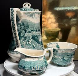 Vintage Coffee Tea Set Alfred Meakin Tintern Hand Engraved Transferware England