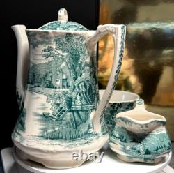 Vintage Coffee Tea Set Alfred Meakin Tintern Hand Engraved Transferware England