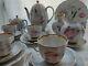Vintage Coffee Tea Set Lomonosov Full 6/24 Pink Tulip Hand-painted Gold22k Ussr
