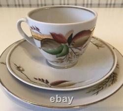 Vintage Coffee Tea Set Lomonosov Porcelain Golden Fall Rare Hand-Painted 60s