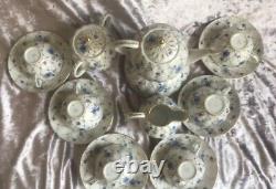 Vintage Coffee Tea Set Lomonosov Porcelain Golden Net Blue Cornflowers Gilding