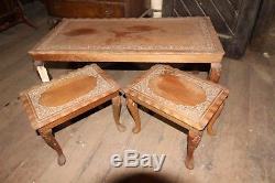 Vintage Coffee table set hand carved Malaysian teak