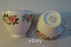 Vintage Colclough Pink Rose Tea Cup, Saucer & Side Plate Sugar bowl 28 pcs Set