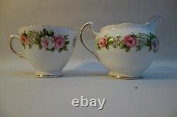 Vintage Colclough Pink Rose Tea Cup, Saucer & Side Plate Sugar bowl 28 pcs Set