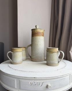 Vintage Conwy stoneware Coffee Set, Tall Coffee jug, 4 Matching Mugs
