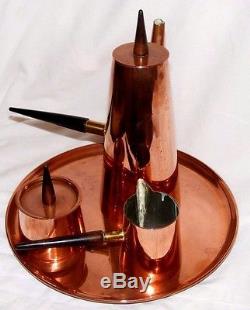 Vintage Copral Copper Chocolate Mocha Coffee Pot Set Christopher Dresser Style