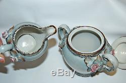 Vintage Cordey Tea Set Porcelain Pale Blue Creamer Sugar Tea Pot Coffee