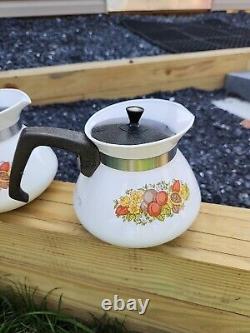 Vintage Corning Ware Coffee Tea Pot 6 Cup + Lid 1960's Mint set of Four Tea Pots