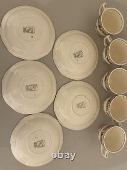 Vintage Coronet Ware Parrott & Co England Coffee Set 5 Cups Pagoda Chinoiserie