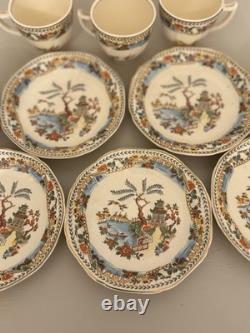 Vintage Coronet Ware Parrott & Co England Coffee Set 5 Cups Pagoda Chinoiserie