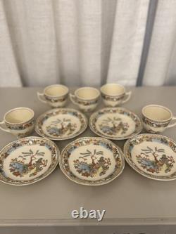 Vintage Coronet Ware Parrott & Co England Coffee Set 5 Cups Pagoda Chinoiserie