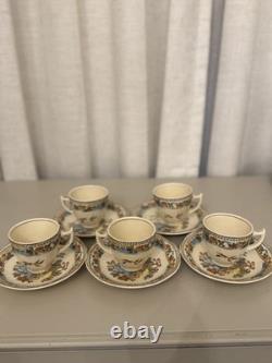 Vintage Coronet Ware Parrott & Co England Coffee Set 5 Cups Pagoda Chinoiserie