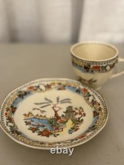 Vintage Coronet Ware Parrott & Co England Coffee Set 5 Cups Pagoda Chinoiserie