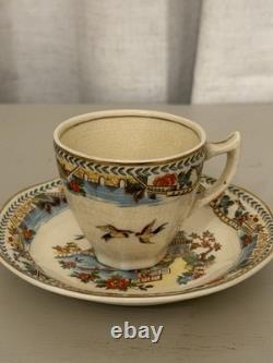 Vintage Coronet Ware Parrott & Co England Coffee Set 5 Cups Pagoda Chinoiserie