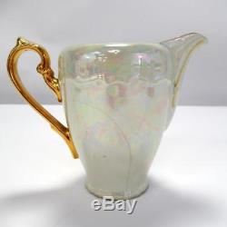 Vintage Czechoslovakia 15 Piece Coffee Set Mother of Pearl Lustre with Gilt Edge