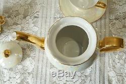 Vintage Czechoslovakia 15 Pieces Coffee Set Mother of Pearl Lustre Set 2