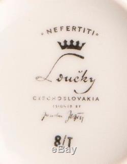 Vintage Czechoslovakia Gilt Porcelain Coffee Set, Nefertiti, Designer Jezek1964