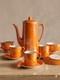 Vintage Czechoslovakian Orange Flame Lustre Porcelain Coffee Set Kmr