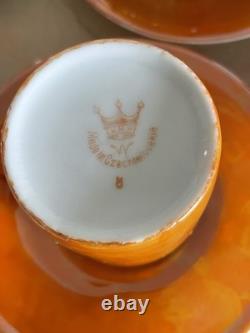 Vintage Czechoslovakian Orange Flame Lustre Porcelain Coffee Set KMR