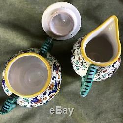 Vintage DERUTA pottery RICCO Demitasse Coffee Set 13pc Hand Painted Italy 1950s