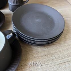 Vintage Dansk Denmark Dark Brown Flamestone Fluted Chocolate Coffee Set